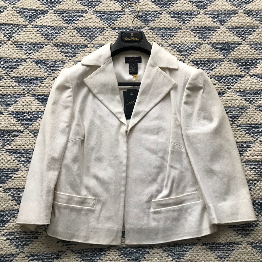 NWT Brooks Brothers 364 White Linen Blazer Size 2 Spring Summer Classic Business